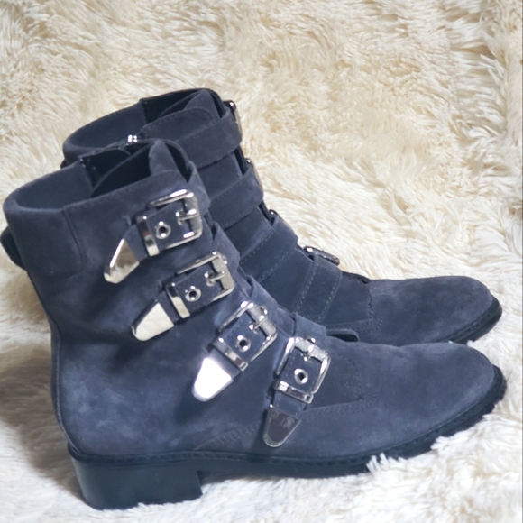 Marc Fisher gray moto leather boots - Picture 1 of 11